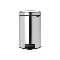 Brabantia Treteimer NewIcon 12 l, Brilliant Steel - Fassungsvermögen: 12 l - Anzahl Behälter: 1 - Detailfarbe: Silber - Form: Rund - Material: Edelstahl