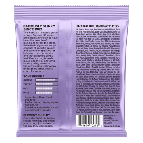 Ernie Ball Gitarrensaiten 2227 Ultra Slinky – Ultra 10 - 48 - Packungsgrösse: Satz - Zu Instrument: E-Gitarre - Saitenanzahl: 6-Saiter