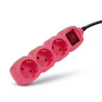 Entac Steckdosenleiste 3fach 1,5m Schalter pink