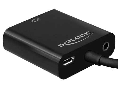 Delock Adapterkabel Micro-HDMI – VGA mit Audio - Kabeltyp: Adapterkabel - Videoanschluss Seite A: Micro-HDMI (HDMI-D) - Videoanschluss Seite B: VGA