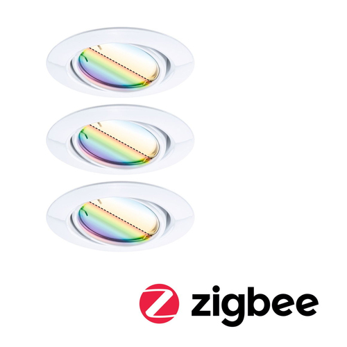 Paulmann Einbauleuchte Base Zigbee 3.0 - Lampensockel: LED fest verbaut - Farbtemperatur Kelvin: 3000 bis 6500 K - Aussenanwendung: Nein - Gesamtleistung: 14.7 W - Leuchten Kategorie: Einbauleuchte - Lichtfarbe: RGBW - farbig + weiss - Tunable White