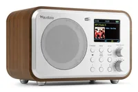 Audizio DAB+ Radio Milan Dunkelbraun/Silber - Radio Tuner: FM - DAB+ - Stromversorgung: Netzbetrieb - Akkubetrieb - Detailfarbe: Silber - Dunkelbraun - Ausstattung: Sleep-Timer - Display - Senderspeicher - Typ: Tischradio