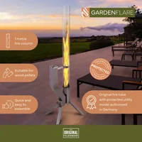 Gardenflare Klassik Feuerrohr Silber - Zusatzausstattung: Keine - Typ: Ambiente - Höhe: 130 cm - Durchmesser: 8 cm - Material: Borosilikatglas - Edelstahl - Edelstahl (pulverbeschichtet) - Metall