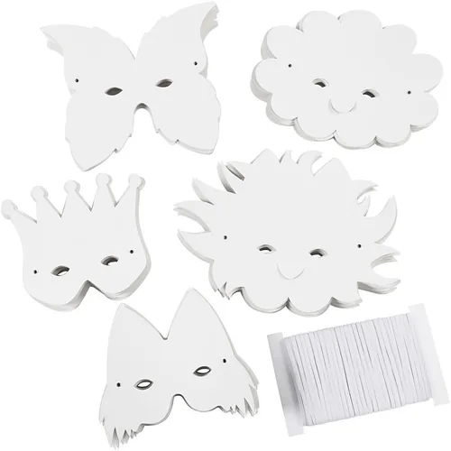 Creativ Company Partyaccessoire Masken 100 Stück - Packungsgrösse: 100 Stück - Produkttyp: Maske - Material: Karton - Detailfarbe: Weiss - Motto: Universal