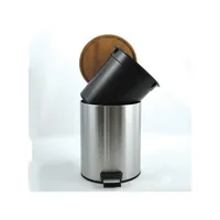 spirella Treteimer Adonis 3 l, Beige/Grau/Silber - Fassungsvermögen: 3 l - Höhe: 22.5 cm - Anzahl Behälter: 1 - Detailfarbe: Beige - Silber - Grau - Form: Rund - Material: Stahl