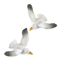 HobbyFun Mini-Tier Möwe 3 x 1.5 cm - Detailfarbe: Schwarz - Weiss - Material: Polyresin - Verpackungseinheit: 3 Stück - Motiv: Vogel - Anlass: Basteln