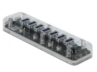 Delock Externer USB 3.0 Hub mit 7 Ports transparent