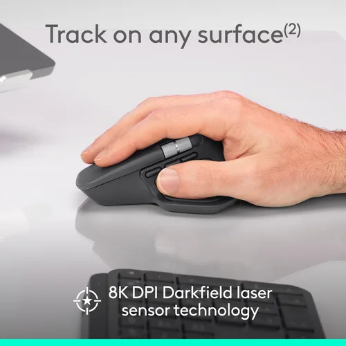 Logitech Maus MX Master 4 for Business - Maus-Typ: Business - Bedienungsseite: Rechtshänder - Maus Features: Logi Bolt-Empfänger - Detailfarbe: Graphit - Schnittstelle: Bluetooth - Verbindungsart: Kabellos