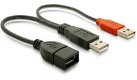 Delock USB 2.0-Y-Kabel  USB A - USB A 0.22 m - Kabeltyp: Adapterkabel - Detailfarbe: Schwarz - USB Standard: 2.0 (480 Mbps) - Länge: 0.22 m - USB Anschluss 2 (Endgerät): USB A - Geschlecht Anschluss 2 (Endgerät): Female (Buchse)