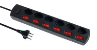 Schönenberger Steckdosenleiste Fixline + Multiswitch 6x T13 - Einsatzgebiet: Indoor - Detailfarbe: Schwarz - Kinderschutz: Nein - Steckertyp Ausgang: T13 - Schalter: Ja - Steckdosenanzahl: 6