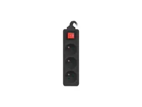 Lanberg PS1-03E-0300-BK Verlängerungskabel/Steckdosenleiste 3 m 3 AC-Ausgänge Drinnen/Draußen Schwarz