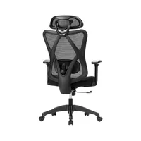 Songmics Bürostuhl mit Kopfstütze und Armlehnen, Schwarz - Produkttyp: Bürostuhl - Material Bezug: Schaumstoffpolsterung - Armlehnen: Ja - Material Fuss: Kunststoff - Metall - Rückenart: Netzrücken - Rollenart: Universalrollen