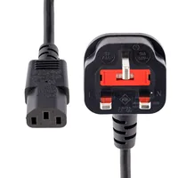 StarTech.com 3 m GB Computer Stromkabel, 18AWG, BS 1363 auf C13, 10A 250V, Schwarzes Ersatz AC Stromkabel, Kaltgerätekabel / UK Stromkabel, PC Stromkabel, Fernsehgerät/Monitor Stromkabel (PXT101UK3M)