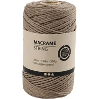 Creativ Company Baumwollgarn Makramé 330 g, Hellbraun - Packungsgrösse: 1 Stück - Länge: 198 m - Material: Polyester - Baumwolle - Detailfarbe: Hellbraun - Waschbar bei: 20 °C - Nadelstärke: 2 mm