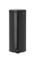 Brabantia Treteimer NewIcon 30 l, Matt Black - Fassungsvermögen: 30 l - Anzahl Behälter: 1 - Detailfarbe: Schwarz - Form: Rund - Material: Edelstahl