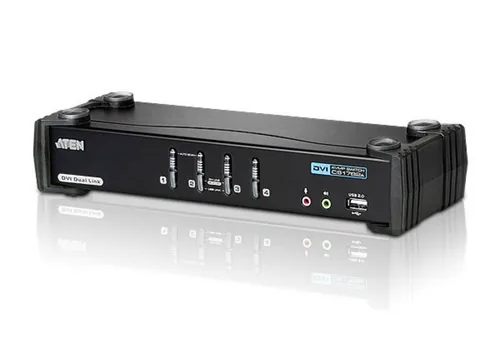 Aten KVM Switch CS1784A - Konsolen Ports: USB 2.0 - DVI-I - 3.5 mm Mikrofoneingang - 3.5 mm Kopfhöreranschluss - Computer Ports: 3.5 mm Kopfhöreranschluss - 3.5 mm Mikrofoneingang - USB 2.0 - DVI-I - KVM-Art: Lokal - Anzahl Geräte: 4 - Montage: Desktop - 