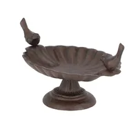 Esschert Design Birdbath on foot cast iron 2 birds