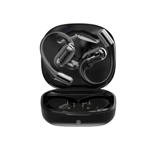 4smarts Open-Ear Bluetooth Kopfhörer SkyBuds AI Screen, Schwarz - Detailfarbe: Schwarz - Kopfhörer Ausstattung: Mikrofon - App - Ladeschale/Ladebox - Verbindungsmöglichkeiten: Bluetooth - Aktive Geräuschunterdrückung: Nein - Einsatzbereich: Sport - Kopfhö