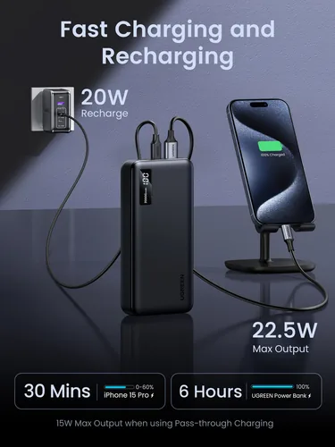 UGREEN 20000mAh Two-way Fast Charging Powerbank Black
