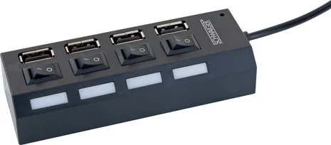Schwaiger USB Hub 4-fach 2.0A Buchse Passiv Schwarz