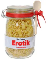 Trendcompany Pasta Erotik - Nährwertangabe pro: 100 g - Energiegehalt (in kj): 1197 KJ - Energiegehalt (in kcal): 282 Kcal - Fett: 0.7 g - Davon gesättigte Fettsäuren: 0 g - Kohlenhydrate: 58.7 g
