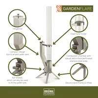 Gardenflare Klassik Feuerrohr Silber - Zusatzausstattung: Keine - Typ: Ambiente - Höhe: 130 cm - Durchmesser: 8 cm - Material: Borosilikatglas - Edelstahl - Edelstahl (pulverbeschichtet) - Metall