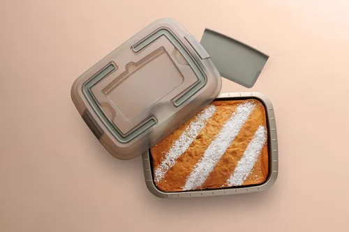 BergHOFF Cake-Backform Leo Balance mit Deckel und Spatel 38.5 x 29 cm - Materialtyp: Metall - Material: Karbonstahl - Detailfarbe: Beige - Set: Ja - Backform Typ: Cake-Backform - Verpackungseinheit: 1 Stück