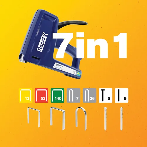 Rapid Handtacker  RPC7 Starter-Kit inkl. Klammern - Befestiger Typ: Klammern & Nägel - Für Material: Holz - Produktkategorie: Hand-Tacker - Heftklammertyp: Heftklammer - Heftklammerlänge min.: 6 mm - Heftklammerlänge max.: 14 mm