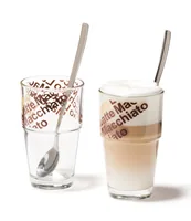 Leonardo Latte Macchiato Becher 410 ml, 2 Stück, Transparent - Material: Glas - Tassen Typ: Latte Macchiato Becher - Ausstattung: Löffel - Detailfarbe: Transparent - Verpackungseinheit: 2 Stück - Volumen: 410 ml