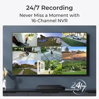 Reolink NVS16 - 16-Channel PoE NVR for 24/7 Recording, Support up to 16MP, 4TB HDD Built-in, Up to 12TB Storage Capacity