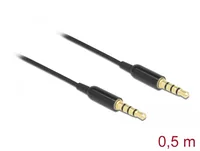 Klinkenkabel 3,5mm 4Pin > 3,5mm 4Pin Stecker Ultra Slim (schwarz, 0,5 Meter)