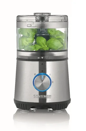 Severin Multi-Hacker KM3865 0.5 l - Detailfarbe: Silber - Gerätetyp: Gemüseschneidemaschine - Zerkleinerer - Volumen: 0.5 l - Ausstattung: 2 Geschwindigkeiten - Aufsätze - Betriebsanzeigeleuchte - Edelstahlmesser - Gemüseschneideraufsatz - Reibscheibe