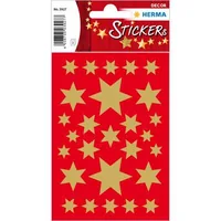 Herma Stickers Weihnachtssticker Sterne 3 Blatt, 81 Sticker, Gold - Verpackungseinheit: 1 Stück - Material: Papier - Detailfarbe: Gold - Produkttyp: Weihnachtssticker
