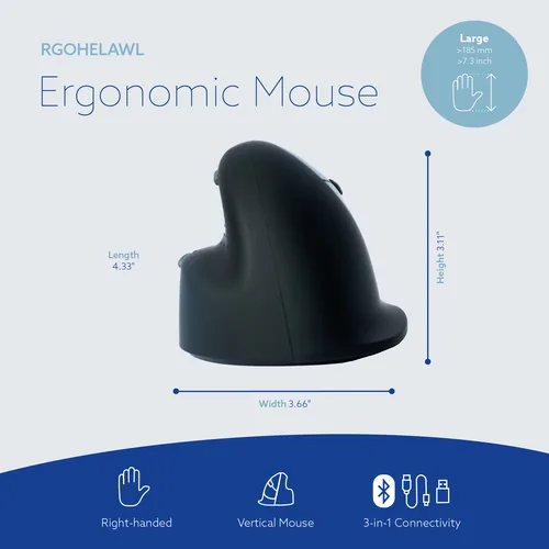 R-Go Tools RGOHELAWL mouse Mano destra Bluetooth Ottico 2400 DPI