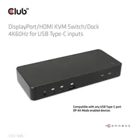 Club 3D Dockingstation CSV-1585 DisplayPort/HDMI KVM - Ladefunktion: Ja - Dockinganschluss: USB-C - Kompatible Hersteller: Universal - Vesa-Bohrung vorhanden: Nein