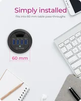 ICY BOX In-Desk USB Hub 60 mm black IB-HUB1403 4x USB 3.0 Typ A
