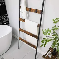 VASAGLE Leiter mit 5 Sprossen 65 x 178 cm, Braun/Schwarz - Eigenschaften: Keine Eigenschaft - Zertifikate: Keine Zertifizierung - Breite: 65 cm - Höhe: 178 cm - Tiefe: 5 cm - Detailfarbe: Braun - Schwarz