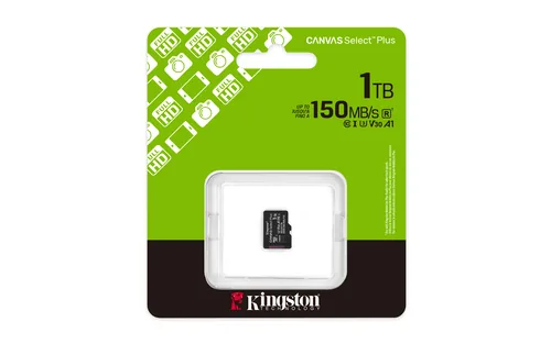 KINGSTON 1TB -  micSDXC -  Canvas -  Select -  Plus -  Gen3 -  150R -  A1 -  Single -  Pack -  w/o ADP