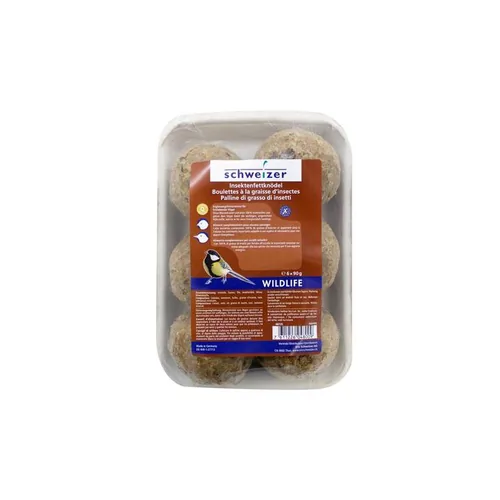 Eric Schweizer Wintervogelfutter Insektenfettknödel, 6 x 90 g, netzfrei - Packungsgrösse: 0.54 kg - Tierart: Vogel - Saison: Winterfutter - Produkttyp: Meisenknödel