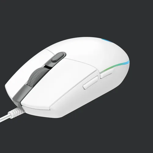 Logitech Gaming-Maus G203 Lightsync Weiss - Maus Features: RGB-Beleuchtung - Seitliche Zusatztasten - Beleuchtung - Programmierbare Tasten - Scrollrad - Bedienungsseite: Rechtshänder - Detailfarbe: Weiss - Gewicht: 85 g - Verbindungsart: Verkabelt - Schni