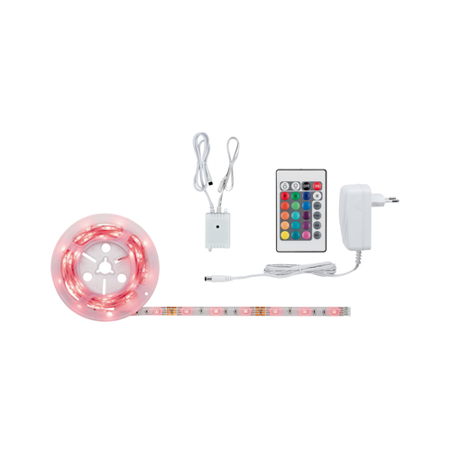 Paulmann SimpLED Strip Komplett-Set 1.5m 12W RGB Beschichtet - Lampensockel: LED fest verbaut - Aussenanwendung: Nein - Inklusive Netzteil: Ja - Dimmbar: dimmbar - Set: Ja - Länge: 1.5 m