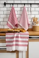 Hermia Geschirrtuch-Set Eliza Rot/Weiss - Material: Baumwolle (CO) - Polyester (PES) - Länge: 65 cm - Detailfarbe: Rot - Weiss - Breite: 45 cm