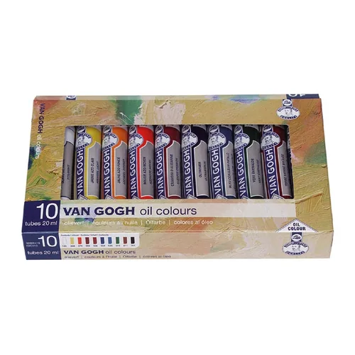 Van Gogh Ölfarbe Basic-Set, 20 ml, Mehrfarbig - Art: Ölfarbe - Detailfarbe: Dunkelblau - Blau - Gelb - Braun - Pink - Schwarz - Rot - Orange - Weiss - Grün - Set: Ja - Verpackungseinheit: 10 Stück