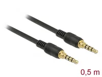 Delock Klinkenkabel 3,5 mm 4 Pin Stecker zu Stecker 0,5 m schwarz