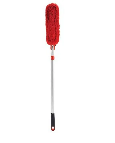 Oxo Good Grips Staubwedel mit Teleskopstiel - Einsatzgebiet: Decke - Heizkörper - Möbel - Universal - Detailfarbe: Rot - Silber - Material: Mikrofaser