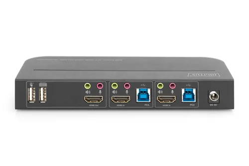 DIGITUS KVM-Switch, 2-Port, HDMI 4K, Metallgehäuse