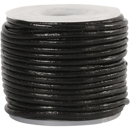 Creativ Company Lederband 1 mm, Schwarz, 10 m - Länge: 10 m - Durchmesser: 1 mm - Detailfarbe: Schwarz - Schmuckband-Art: Lederband