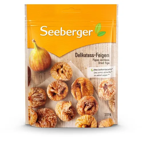 Seeberger Delikatess-Feigen 200 g - Produkttyp: Feigen - Nährwertangabe pro: 100 g - Energiegehalt (in kj): 1.215 KJ - Energiegehalt (in kcal): 288 Kcal - Fett: 1.4 g - Gesättigte Fettsäuren: 0.2 g