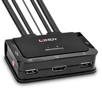 LINDY KVM Switch Compact 2 Port HDMI USB 2.0 Audio