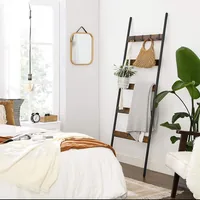 VASAGLE Leiter mit 5 Sprossen 65 x 178 cm, Braun/Schwarz - Eigenschaften: Keine Eigenschaft - Zertifikate: Keine Zertifizierung - Breite: 65 cm - Höhe: 178 cm - Tiefe: 5 cm - Detailfarbe: Braun - Schwarz